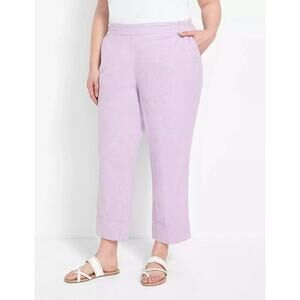 Lane Bryant Womens Linen Blend Slim Leg Ankle Pants Plus Size 18 Lavender Purple
